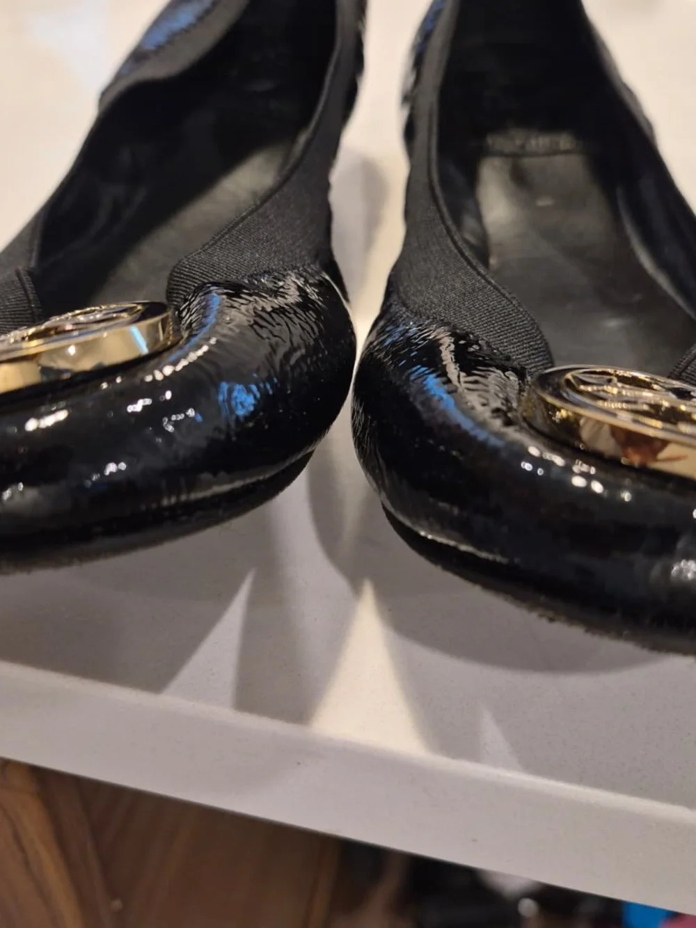 Tory Burch Black Patent Logo Ballet Flats